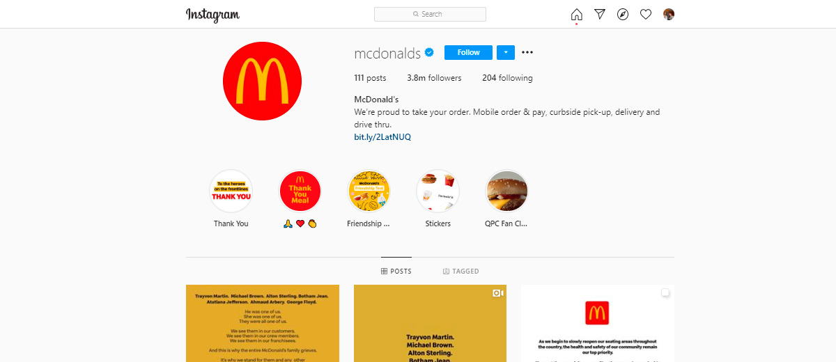 Instagram-profil macdonalds