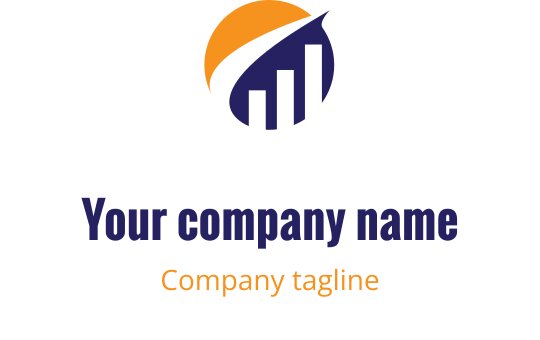 Moderne logo design med en stigende søylegraf og et sol-element