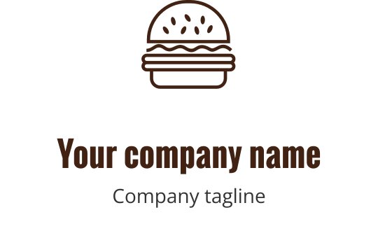 Fet burgunder logo design med en stilisert burger og lagdelte elementer