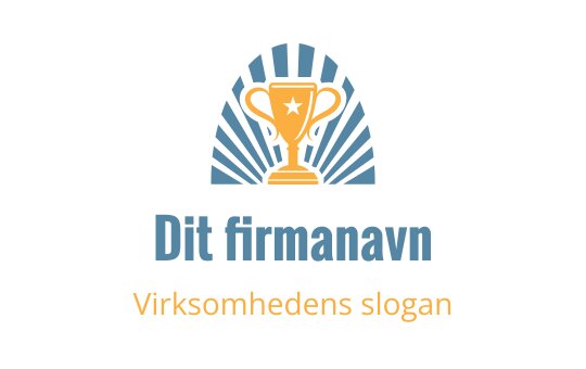 Trofé logo design med blå stråler og oransje aksenter