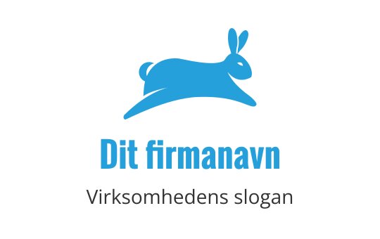 Leken blå kaninlogo med en dynamisk hoppende posisjon