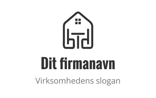Moderne huslogo med stiliserte bokstaver og takskisse