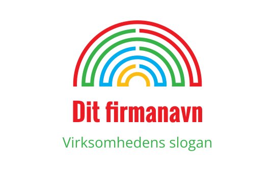 Fargerik regnbue logo design med lagdelte buer i rødt, grønt og blått