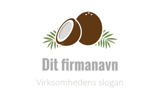 Kokosnøtt logo design med grønne blader og en brun fargepalett