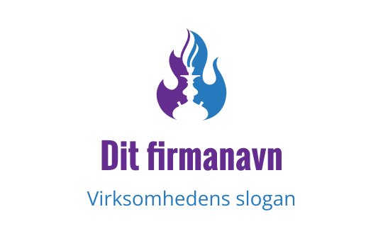 Kreativ flamme logo design i lilla og blå nyanser