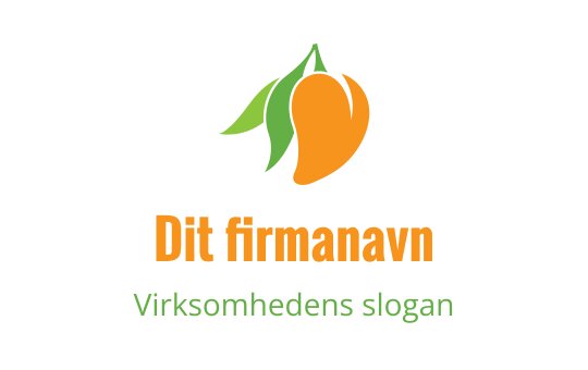 Fargerik mango logo med grønne blader og fet oransje tekst