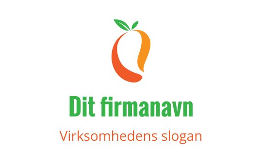 Moderne logo design med oransje og grønn frukt med bladdetalj