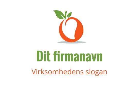 Frisk appelsinlogo med grønne blader og moderne typografi