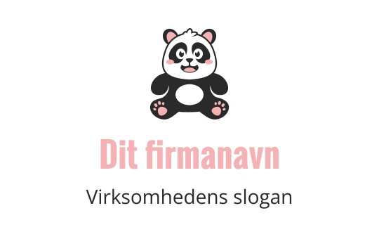 Lekent panda logo med et vennlig uttrykk og rosa detaljer