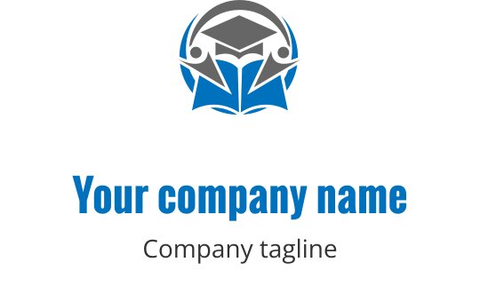 Moderne logo design med en eksamenshatt over en åpen bok