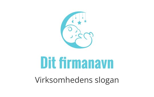 Myk blå logo med en sovende baby og halvmåne