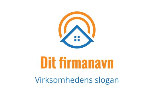 Moderne huslogo med blå og oransje elementer