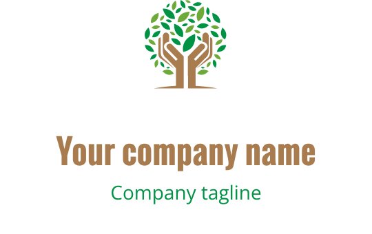 Moderne logo design med et tre med grønne blader og hender