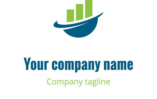 Moderne logo design med grønne stenger og et blått globus-element