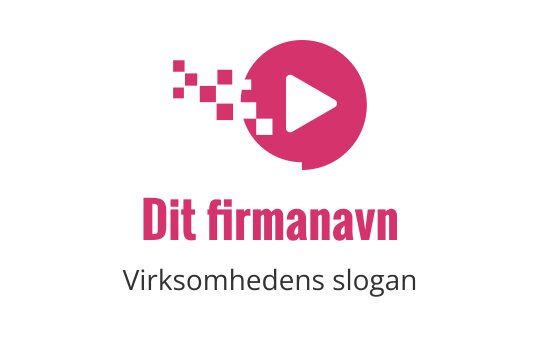 Moderne rosa logo design med en spilleknapp og piksler
