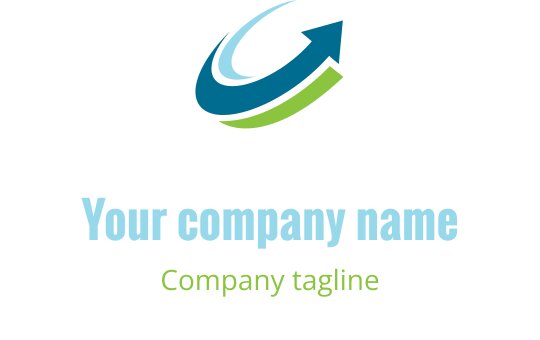 Dynamisk logo design med blå pil og grønne virvler