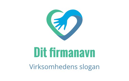 Hjerteformet logo med hender i blå og grønne nyanser