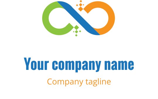 Fargerik uendelig logo design med oransje, lime og teal farger