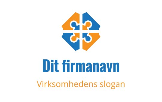 Fargerik logo med sammenflettede puslespillbiter i blått og oransje