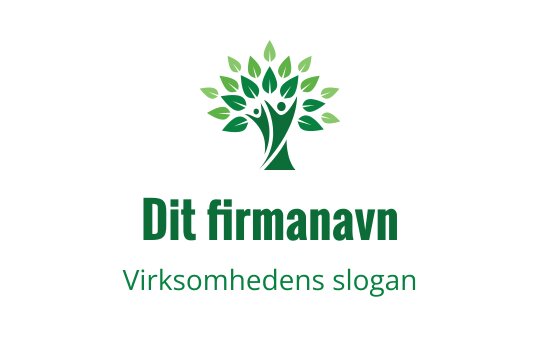 Moderne trelogo med grønne blader og menneskefigurer