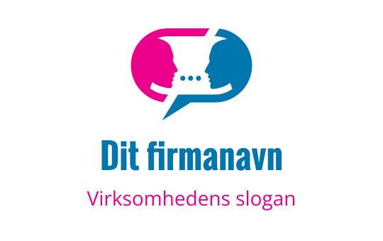 Moderne logo design med to profil-silhuetter i rosa og blå talebobler