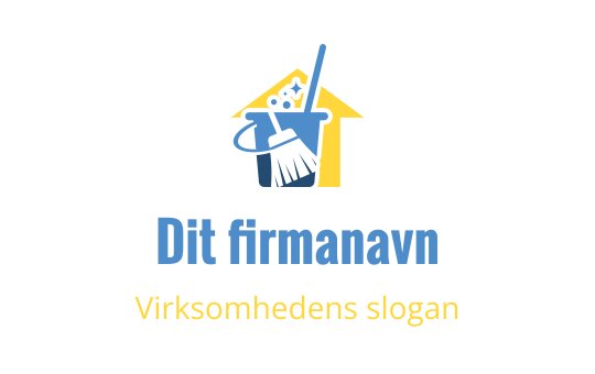 Rent og moderne logo design med et hus, kost og bøtte