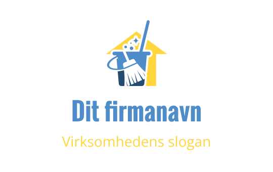 Rent og moderne logo design med et hus, kost og bøtte