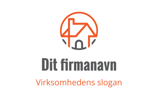 Moderne huslogo med oransje sirkulær kant og grå detaljer