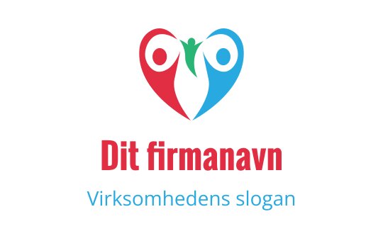 Hjerteformet logo med to figurer i rødt og blått