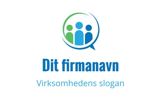 Moderne logo design med tre stiliserte figurer i blå og grønne sirkler