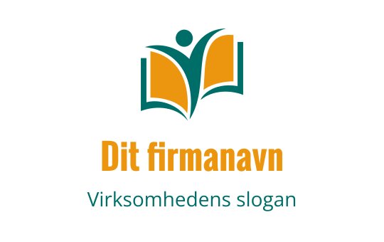 Åpen bok logo design med en personfigur i teal og oransje