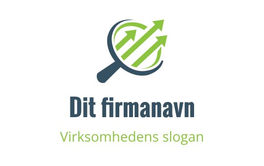 Moderne logo design med forstørrelsesglass og oppoverpiler i grønt og blått