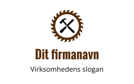 Sirkelsagblad logo design med krysset hammer og skiftenøkkel elementer