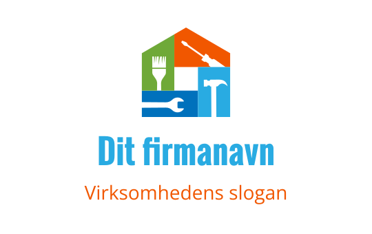 Fargerik huslogo med verktøy og en malepensel