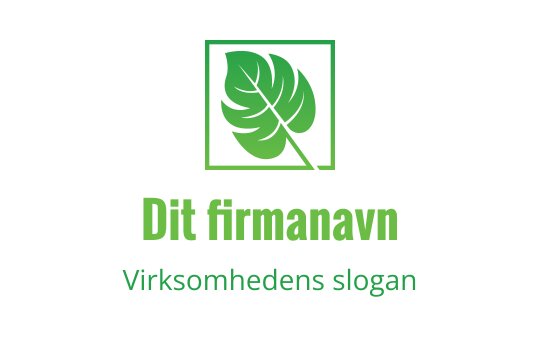 Moderne logo design med grønt blad og firkantet omriss