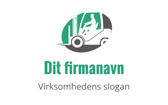 Moderne logo design for gaffeltruck med sjåfør i grønn og svart fargekombinasjon