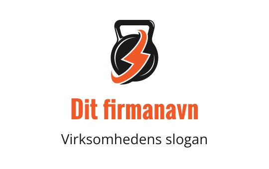 Fet logo design med en kettlebell og lyn i oransje og svart