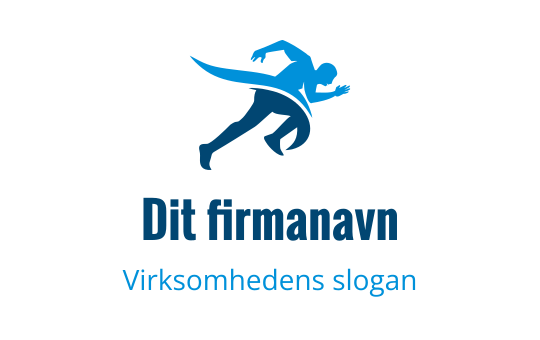 Dynamisk blå løpende figur logo design med fet typografi