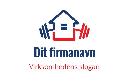 Moderne logo design med et hus og en vektstang i rødt og blått