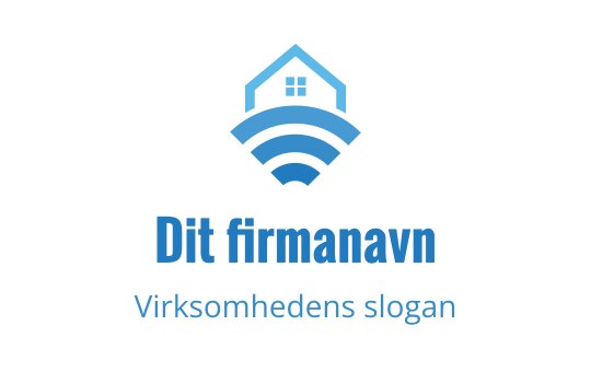 Moderne blå logo med et hus og signalbølger