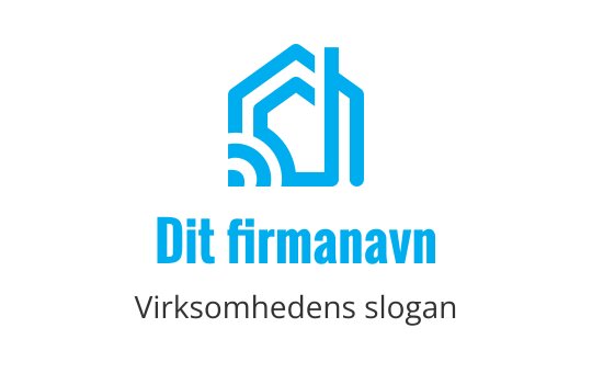 Moderne blå huslogo med abstrakte linjer og kurver