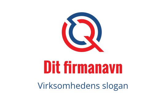 Moderne sirkulær logo med røde og blå elementer og en stilisert Q