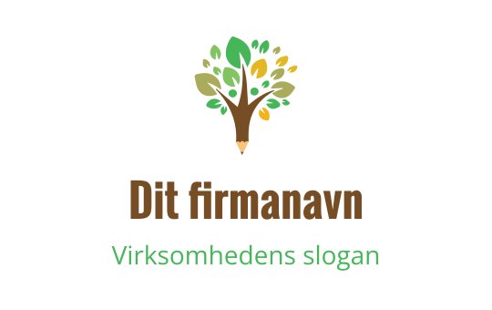 Moderne trelogo med grønne blader og en blyantstamme
