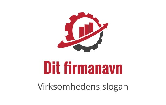 Moderne logo design med tannhjul og oppadgående graf i rødt og svart