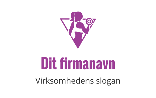 Fet logo design med en stilisert figur som løfter en vekt i rosa