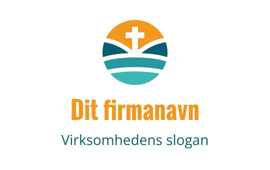 Moderne logo design med et kors over lagdelte bølger i blått og oransje