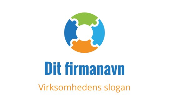 Fargerik logo design med puslespillbiter i blå, grønn og oransje