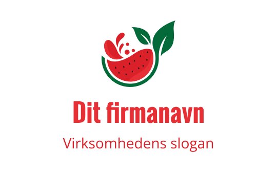 Fargerik jordbærlogo med grønne blader og lekne detaljer
