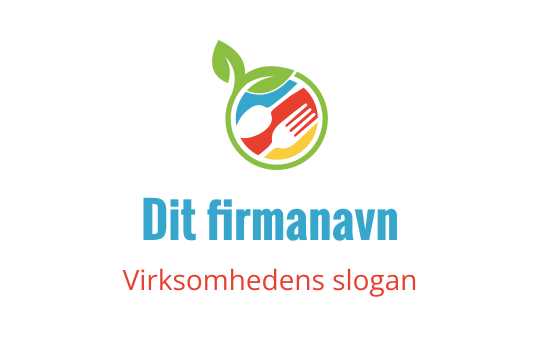 Fargerik sirkulær logo med et blad, gaffel og skje