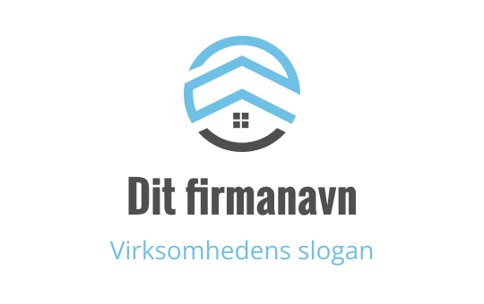 Moderne logo design med et stilisert hus og blå detaljer